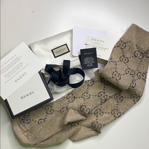 Authentic Gucci Lamé GG Socks Women Brown